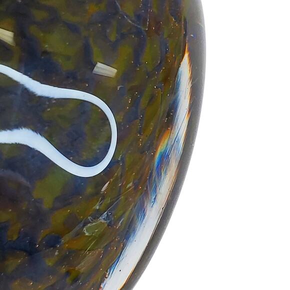 Beautiful Art Glass Spatter Pattern 4.5" Bowl Red Yellow Red Green Swirls - Picture 6 of 8